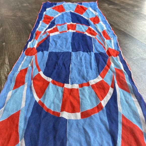 Vena Vintage Scarf in blue and red. - Picture 8 of 12